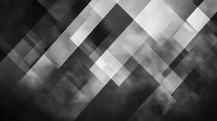 Poster - modern abstract black background design with layers of textured white transparent material in triang