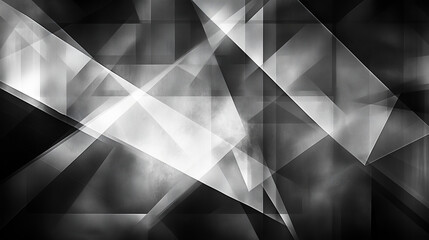 Poster - modern abstract black background design with layers of textured white transparent material in triang