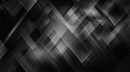 Poster - modern abstract black background design with layers of textured white transparent material in triang