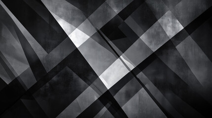 Poster - modern abstract black background design with layers of textured white transparent material in triang