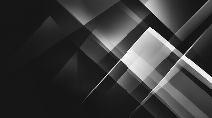 Poster - modern abstract black background design with layers of textured white transparent material in triang