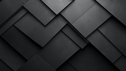 Poster - modern abstract black background design with layers of textured white transparent material in triang