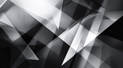 Poster - modern abstract black background design with layers of textured white transparent material in triang