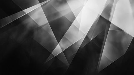 Poster - modern abstract black background design with layers of textured white transparent material in triang