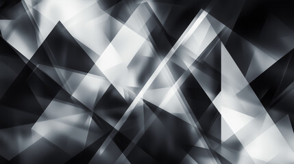 Poster - modern abstract black background design with layers of textured white transparent material in triang