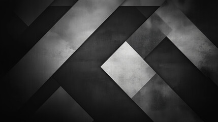 Poster - modern abstract black background design with layers of textured white transparent material in triang