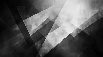 Poster - modern abstract black background design with layers of textured white transparent material in triang