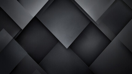 Poster - modern abstract black background design with layers of textured white transparent material in triang