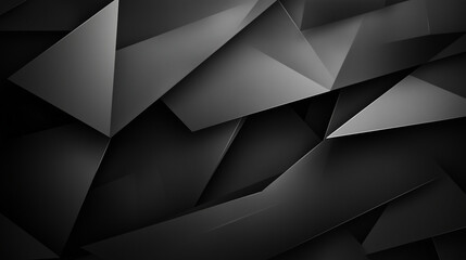 Wall Mural - modern abstract black background design with layers of textured white transparent material in triang