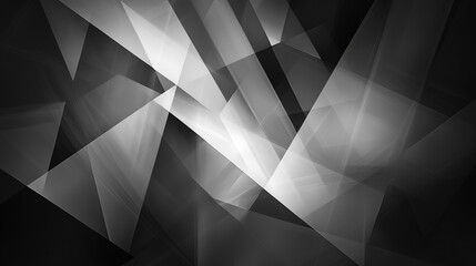 Poster - modern abstract black background design with layers of textured white transparent material in triang