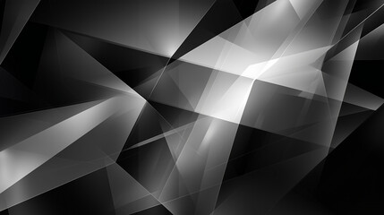 Poster - modern abstract black background design with layers of textured white transparent material in triang