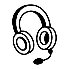 Poster - A linear style icon of headset 