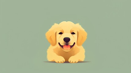 Cute Golden Retriever Puppy. Vector Illustration.