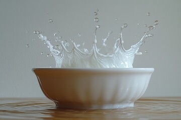 Wall Mural - Milk Splashing In a White Bowl