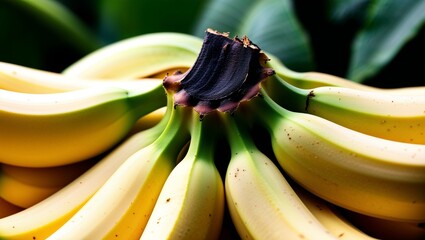 Wall Mural - Ripe bananas with smooth yellow skin closeup