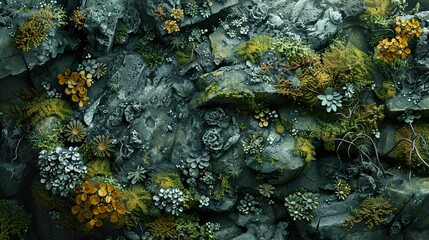 Wall Mural - Stone and Moss: A Close-Up Look at Nature's Beauty