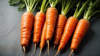 Canvas Print - Whole carrots with green tops attached closeup