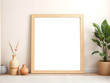 © tong4130 - Wooden frame against soft pastel wall