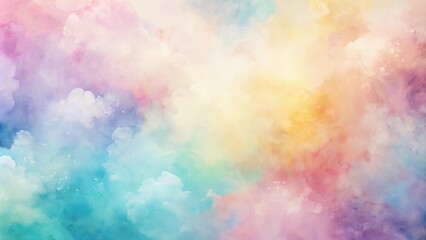 Wall Mural - Abstract Watercolor Sky with Soft, Blending Hues of Pink, Blue, and Yellow