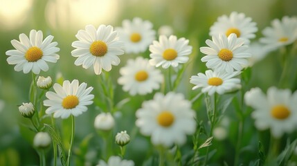 Sticker - Close-up View of Daisies in a Field