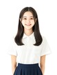 © sujeong - Cheerful Young Woman with Long Brown Hair in White Top