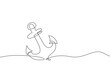 © Наталья Дьячкова - Continuous One Line Drawing of Sea Anchor. Vector Line Art Drawing of Anchor Black Isolated on White Background.