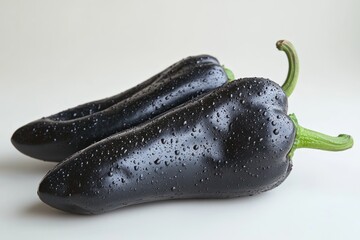 Poster - Black Bell Peppers with Water Droplets