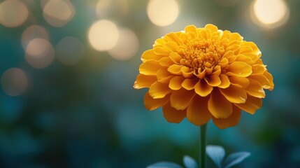 Canvas Print - A Single Marigold in Focus