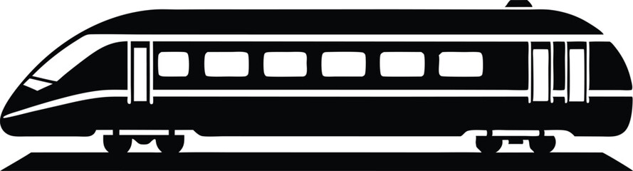 Wall Mural - Modern Train silhouette Vector icon, illustration on black and white.