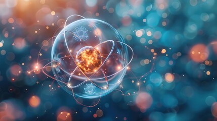 Leinwandbilder - Visualization of atomic structure with electrons orbiting a nucleus, representing fundamental concepts in quantum mechanics.