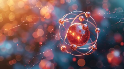 Leinwandbilder - Visualization of atomic structure with electrons orbiting a nucleus, representing fundamental concepts in quantum mechanics.