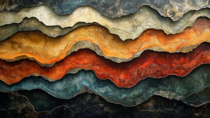 Poster - Abstract Layered Landscape in Warm Tones