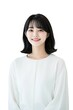 © sujeong - Elegant Young Woman with Short Black Hair in White Blouse