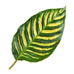 Canvas Print - A Calathea lutea foliage, (Cigar Calathea, Cuban Cigar), Exotic tropical leaf isolated on white background. 