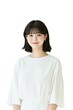© sujeong - Elegant Young Woman with Short Black Hair in White Blouse
