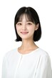 © sujeong - Elegant Young Woman with Short Black Hair in White Blouse