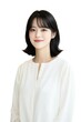 © sujeong - Elegant Young Woman with Short Black Hair in White Blouse