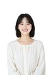 © sujeong - Elegant Young Woman with Short Black Hair in White Blouse