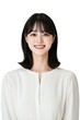 © sujeong - Elegant Young Woman with Short Black Hair in White Blouse