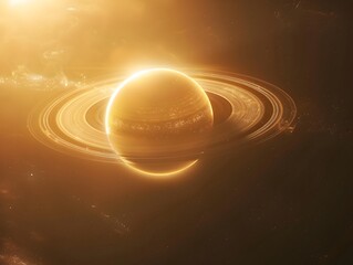 Wall Mural - luminous saturn rings flow with liquid light ethereal cosmic spectacle copy space
