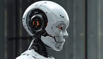 Intricate design of a humanoid robot head showcasing advanced artificial intelligence features