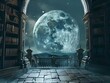 © Bussakon - Ancient Lunar Library Filled with Cosmic Knowledge and Mystical Scrolls