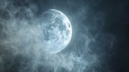 Wall Mural - Mystical Moon Oracle Swirling Mists and Ethereal Figures in the Celestial Light