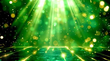 Wall Mural - Abstract luxury green background, glowing light lines. Use for design.