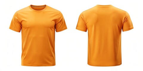 Poster - Orange T-Shirt Mockup Front and Back View, Blank Apparel Template, Design Concept, t-shirt mockup, blank apparel, design template