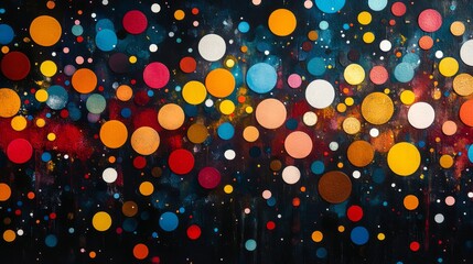 Poster - Abstract Colorful Dot Art On Black Background