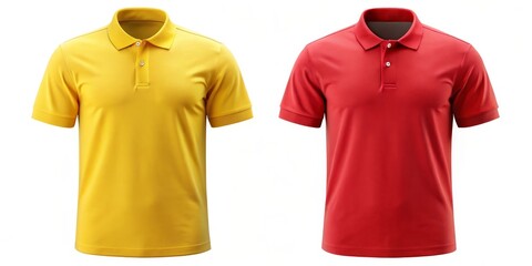 Poster - Yellow and Red Polo Shirt Mockup - Front View, 3D Rendering, Clothing Design, polo shirt mockup, apparel design, t shirt mockup