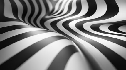 Sticker - Abstract Black and White Striped Waves