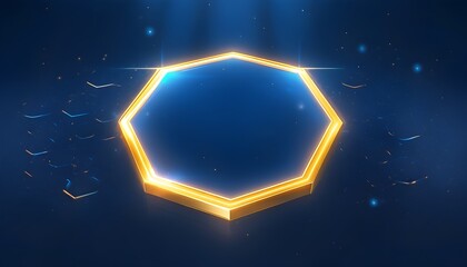 Glowing Golden Hexagons on Vibrant Blue Abstract Background