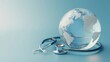 © pornsawan - Glass globe with stethoscope on blue background,representing World Health Day, telemedicine business, and life insurance technology,Global Health Awareness,Save Earth,Green Earth Day,ESG.